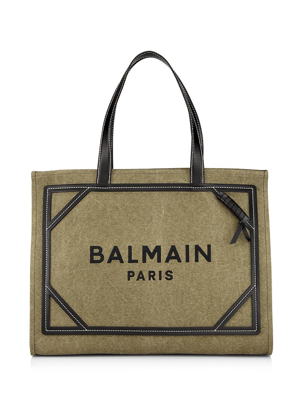 B Army Medium Shopper Tote Bag in Canvas with Leather Handles Product Image