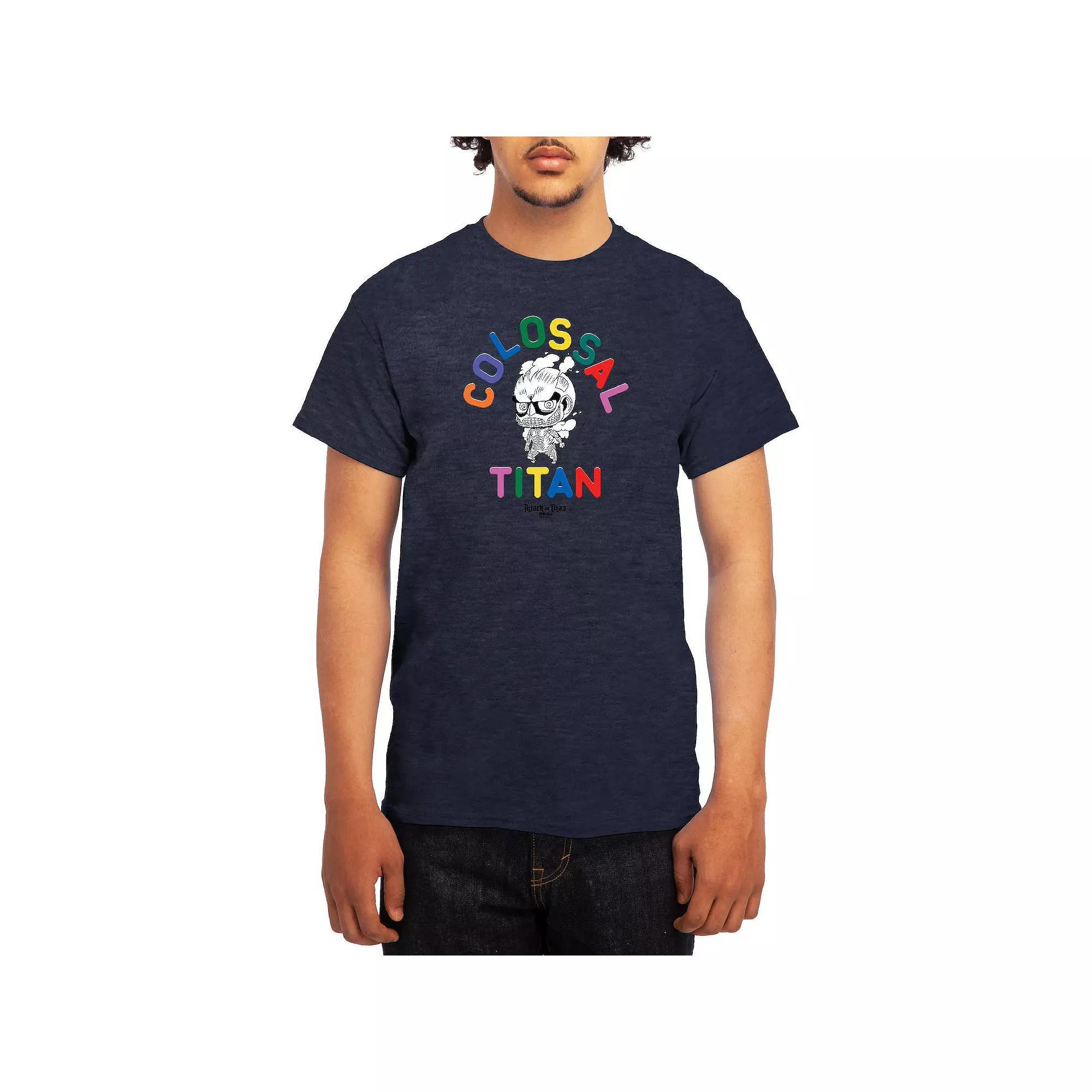 Men's Attack on Titan Alphabet Soup Graphic Tee, Size: Large, Grey Navy Product Image