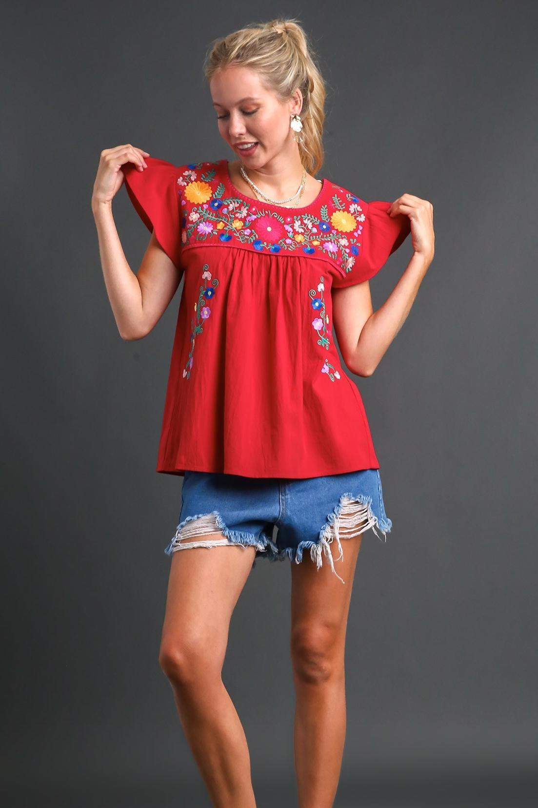 Round Neck Embroidered Top Product Image