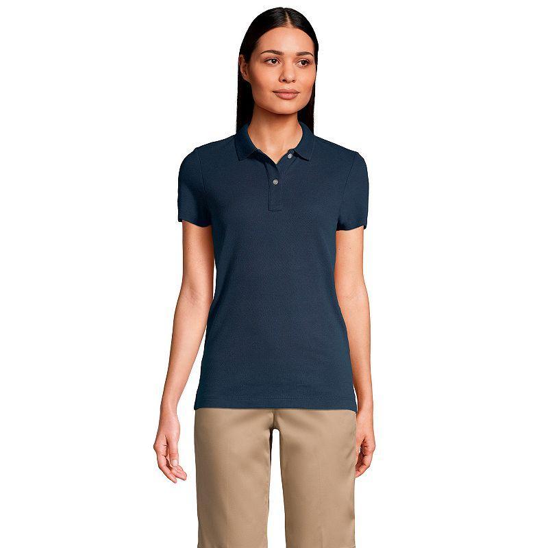 Womens Lands End School Uniform Short Sleeve Mesh Polo Shirt Red Product Image
