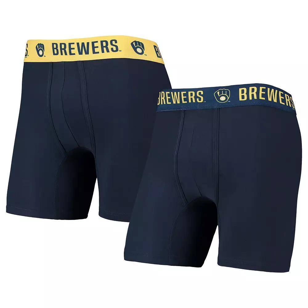 Men's Concepts Sport Navy/Gold Milwaukee Brewers Two-Pack Flagship Boxer Briefs Set, Size: 2XL, Blue Product Image