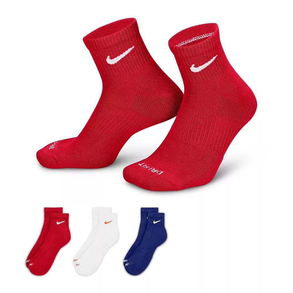 Men's Nike 3-pack Everyday Plus Cushion Ankle Training Socks, Size: 8-12, Red White Blue Product Image