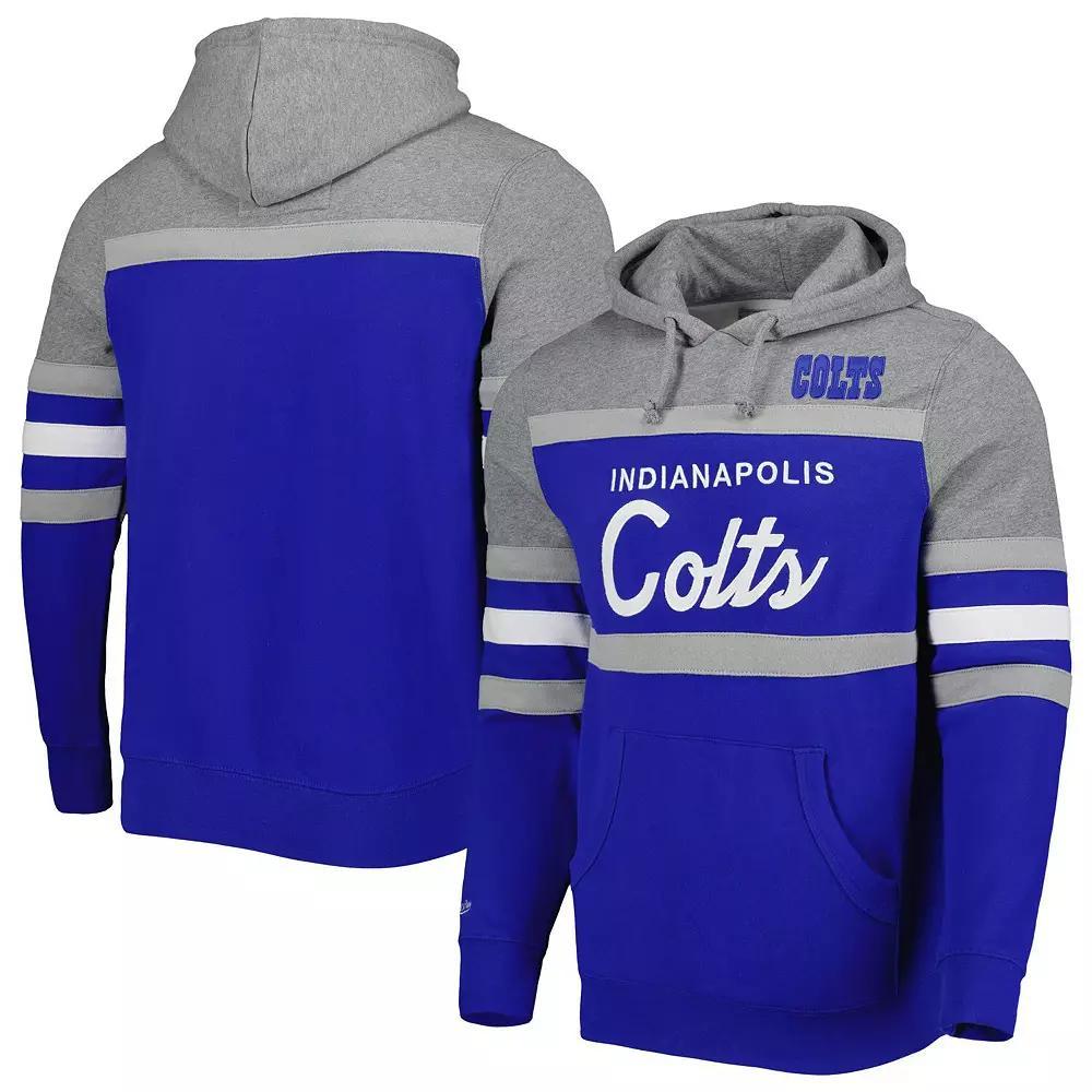 Men's Mitchell & Ness Royal/Heathered Gray Indianapolis Colts Head Coach Pullover Hoodie, Size: Small, Blue Product Image