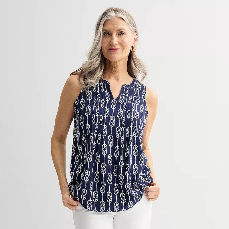 Women's Croft & Barrow® Pintuck Sleeveless Shell Top, Size: Medium, Red Fun Anchor Product Image