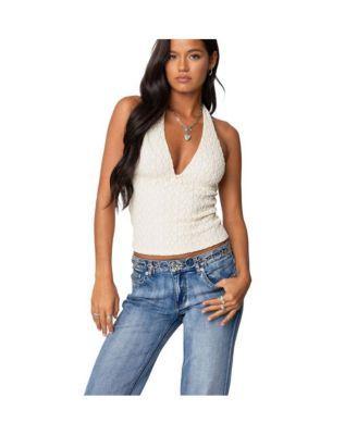 Edikted Womens Willow Textured Halter Top Product Image