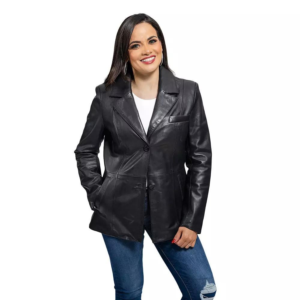 Women's Whet Blu Dahlia Classic Leather Blazer, Size: XL, Black Product Image