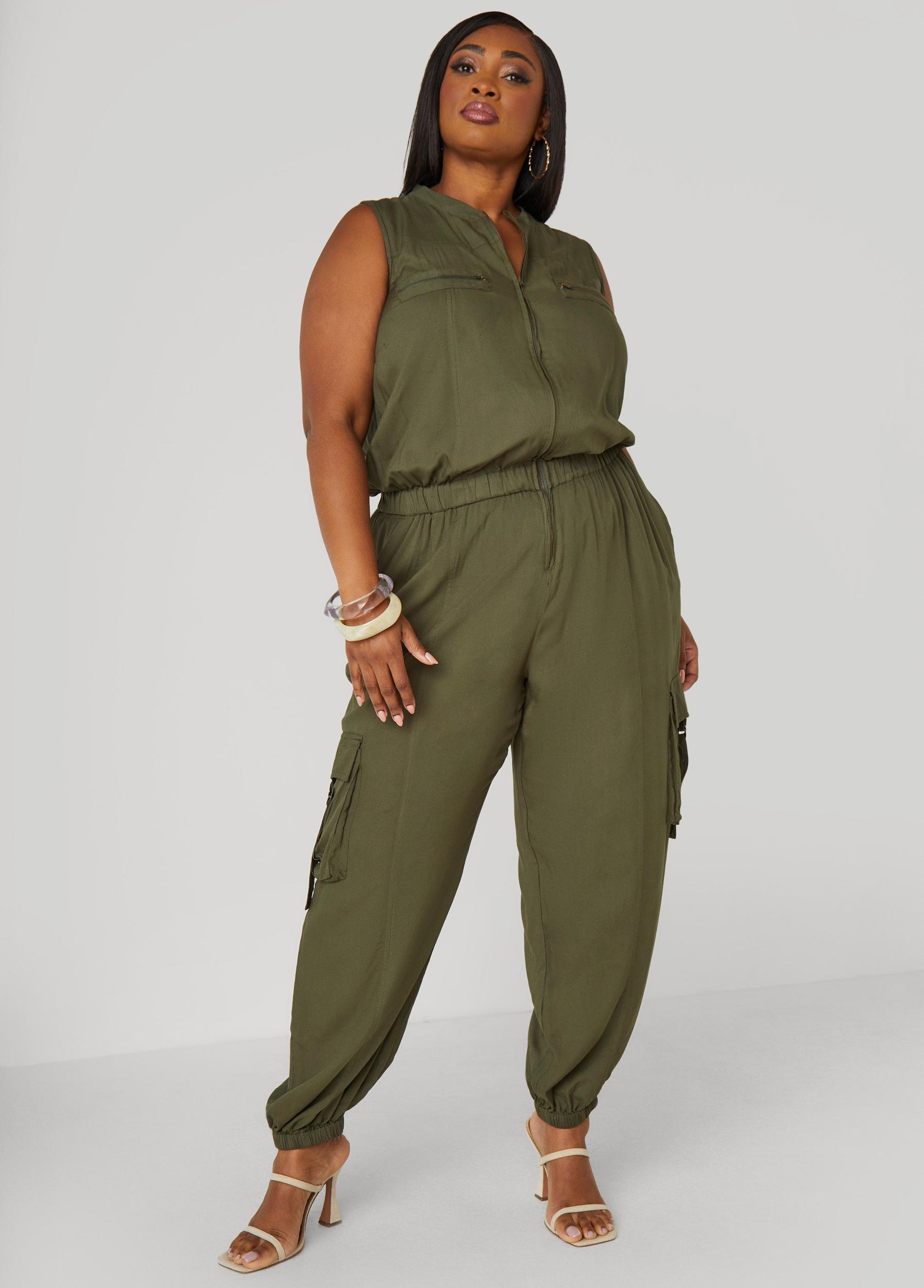 Zip Front Utility Joggers Jumpsuit Product Image