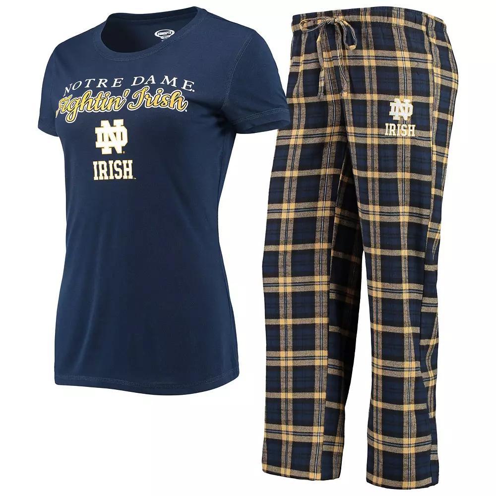 Women's Concepts Sport Navy/Gold Notre Dame Fighting Irish Lodge T-Shirt & Flannel Pants Sleep Set, Size: 2XL, Blue Product Image