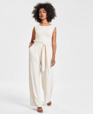 Bar Iii Womens Paperbag-Waist Wide-Leg Pants, Created for Macys Product Image