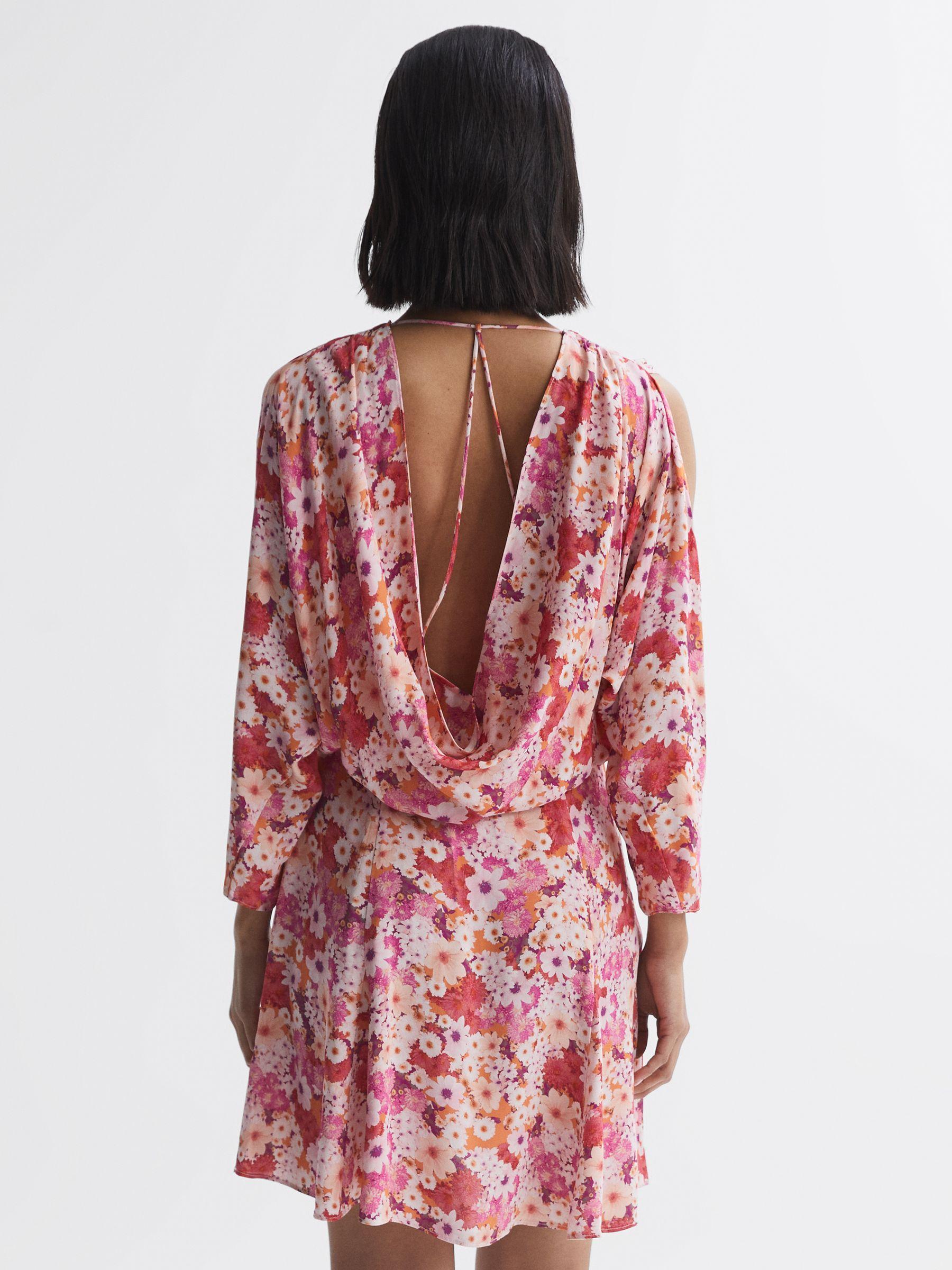 Open Back Split Sleeve Mini Dress in Pink Product Image