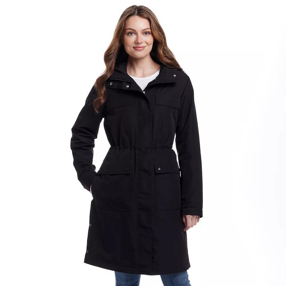 Women's Weathercast Utilitarian Hooded Rain Anorak Jacket, Size: XL, Black Product Image