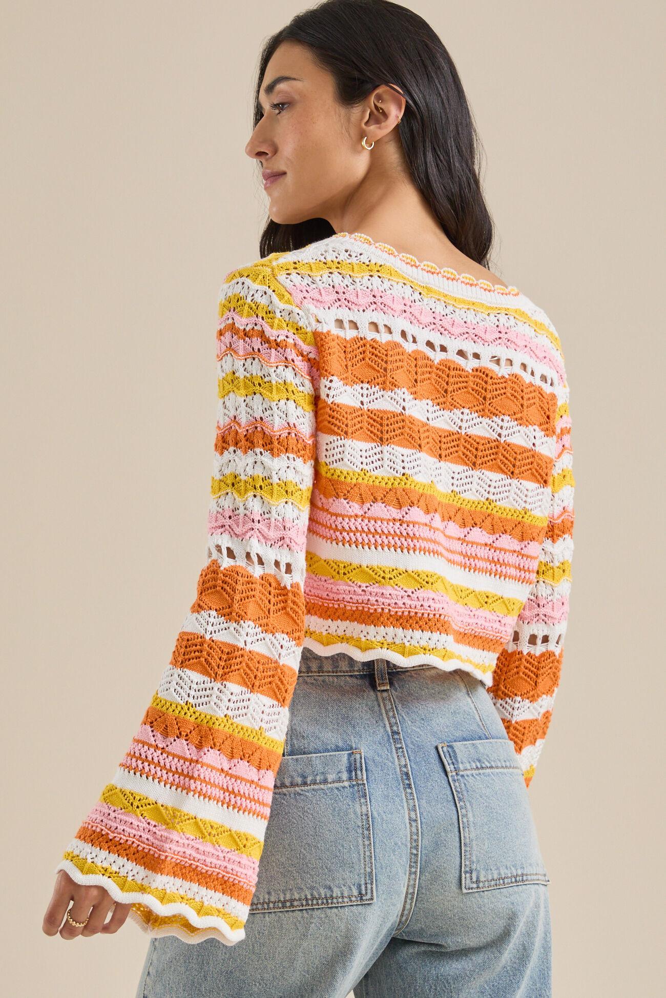 Margot Multicolor Stripe Crochet Top Product Image