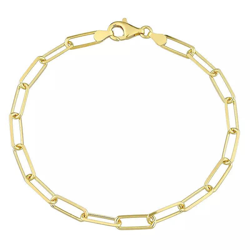 Stella Grace Sterling Silver Fancy Cut Paper Clip Link Chain Bracelet, Mens Gold Tone Product Image