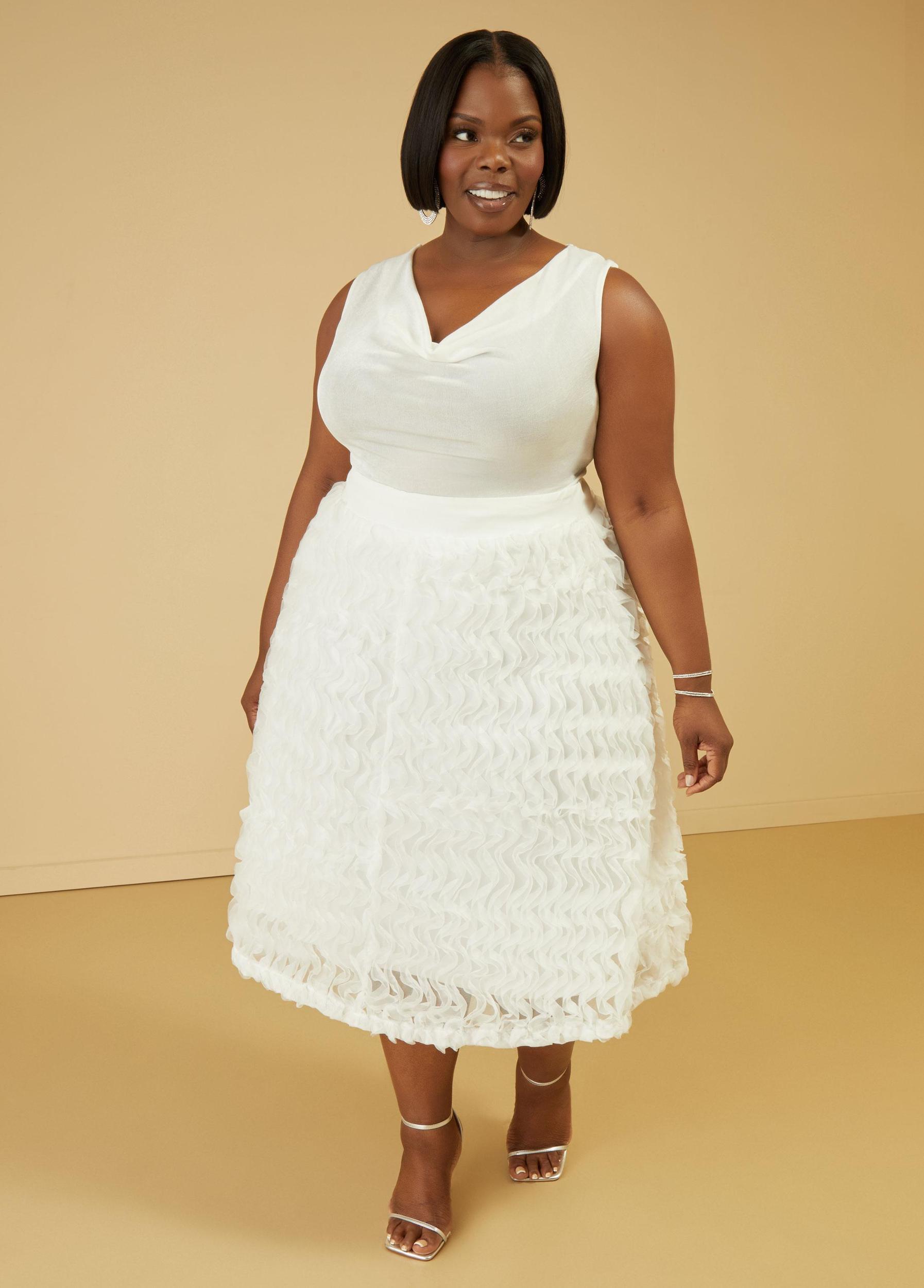 Ruffled Tulle Midi Skirt Product Image