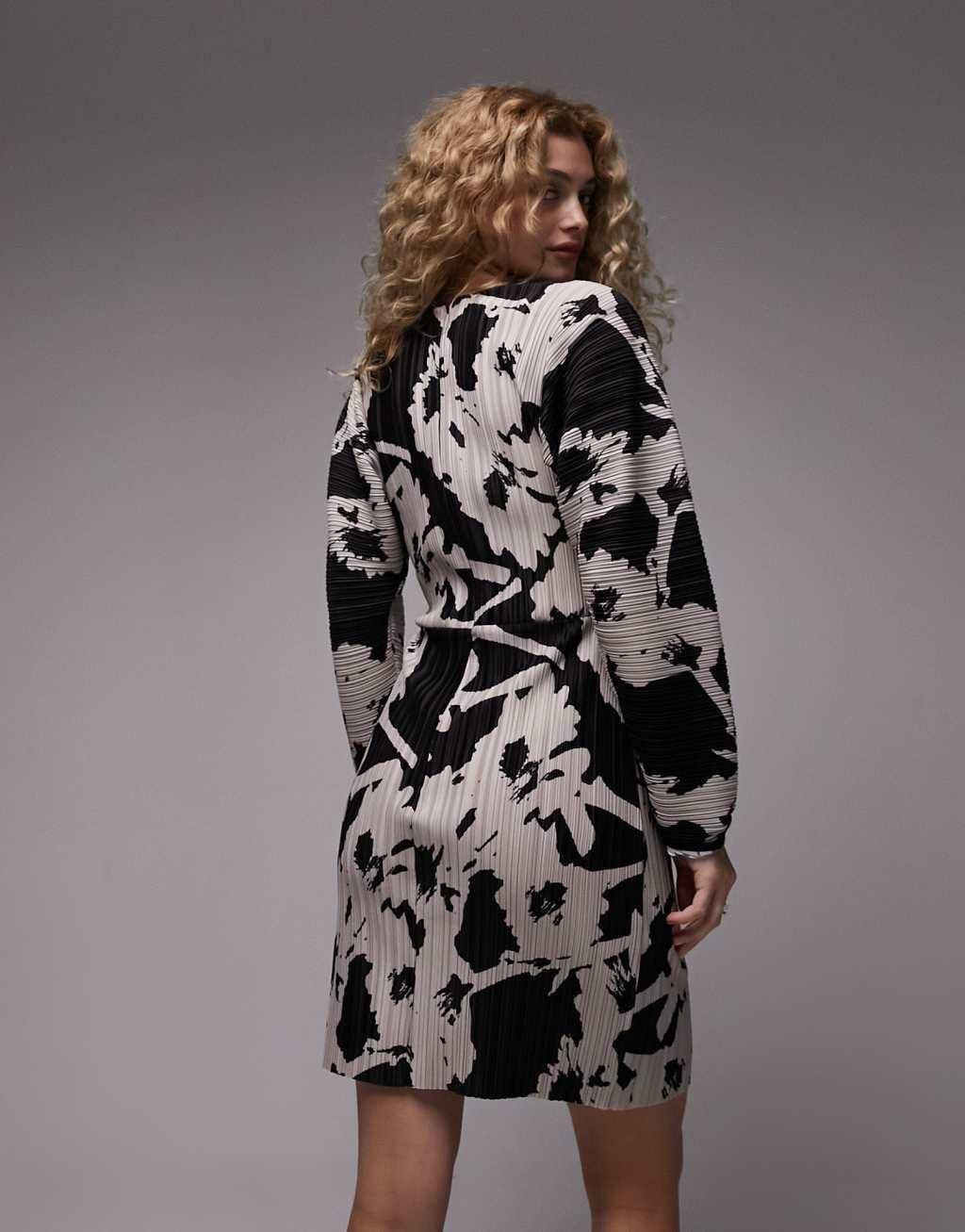 Topshop plisse balloon sleeve mini dress Product Image