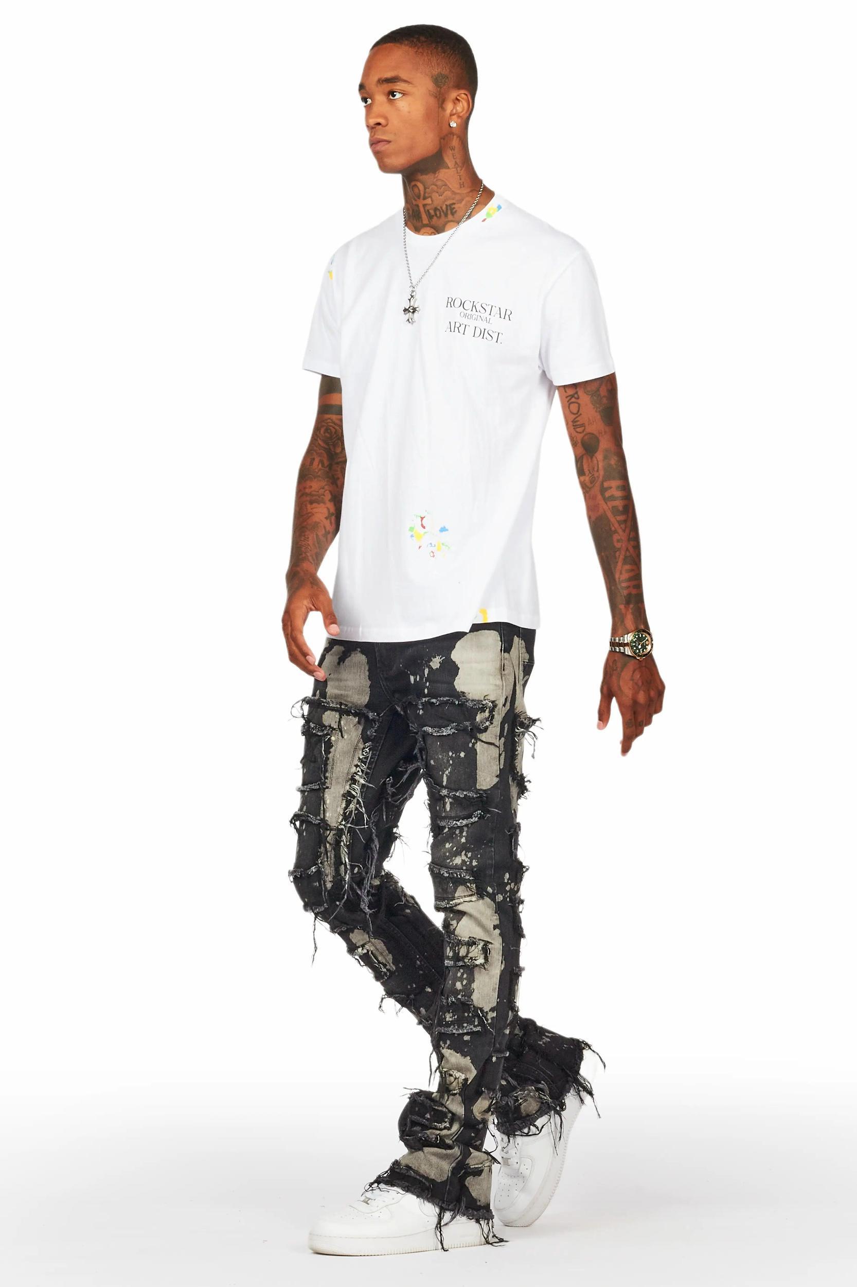 Laban Black Bleach Stacked Flare Jean Male Product Image