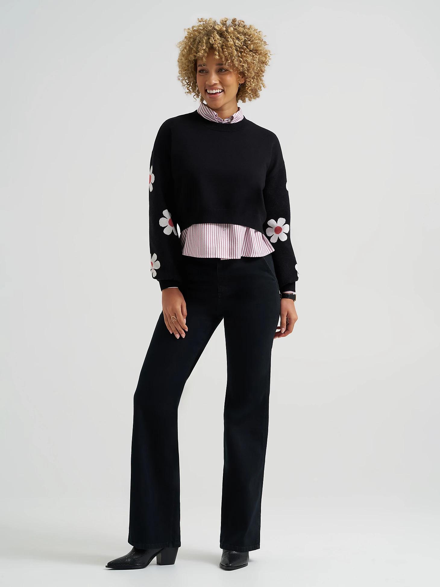 Women's Daisy Print Sleeve Crop Sweater | Women's Tops & Tees | Lee® Product Image
