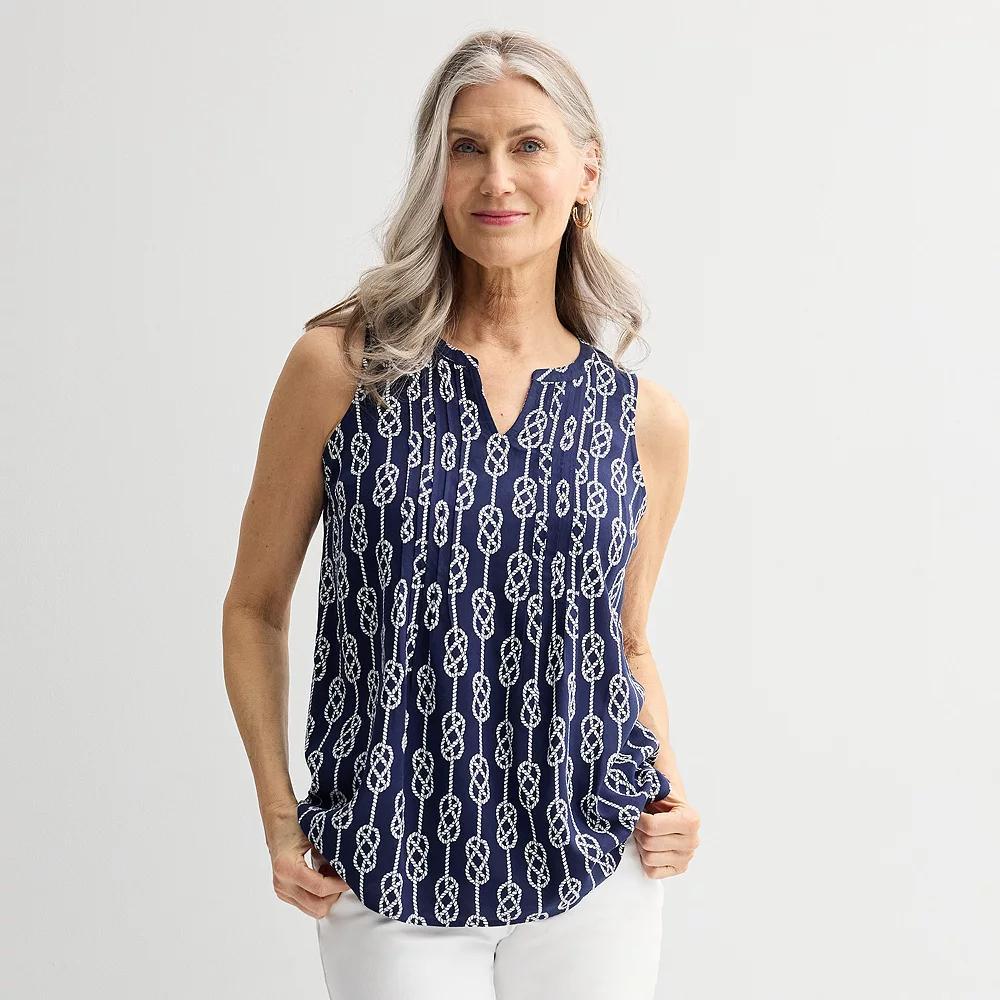 Women's Croft & Barrow® Pintuck Sleeveless Shell Top, Size: Medium, Red Fun Anchor Product Image