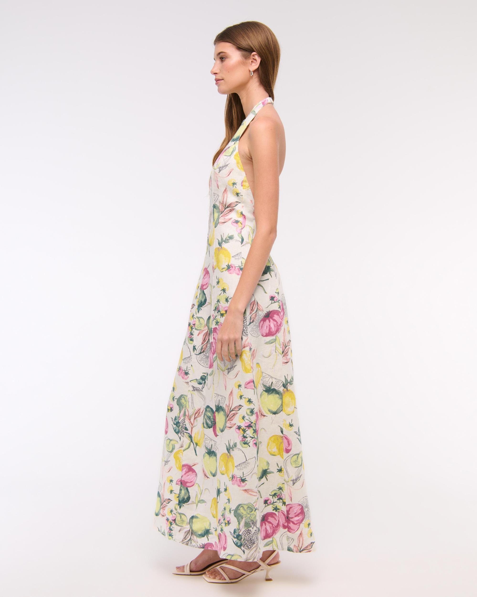Premium Linen High-Neck Maxi Dress Product Image
