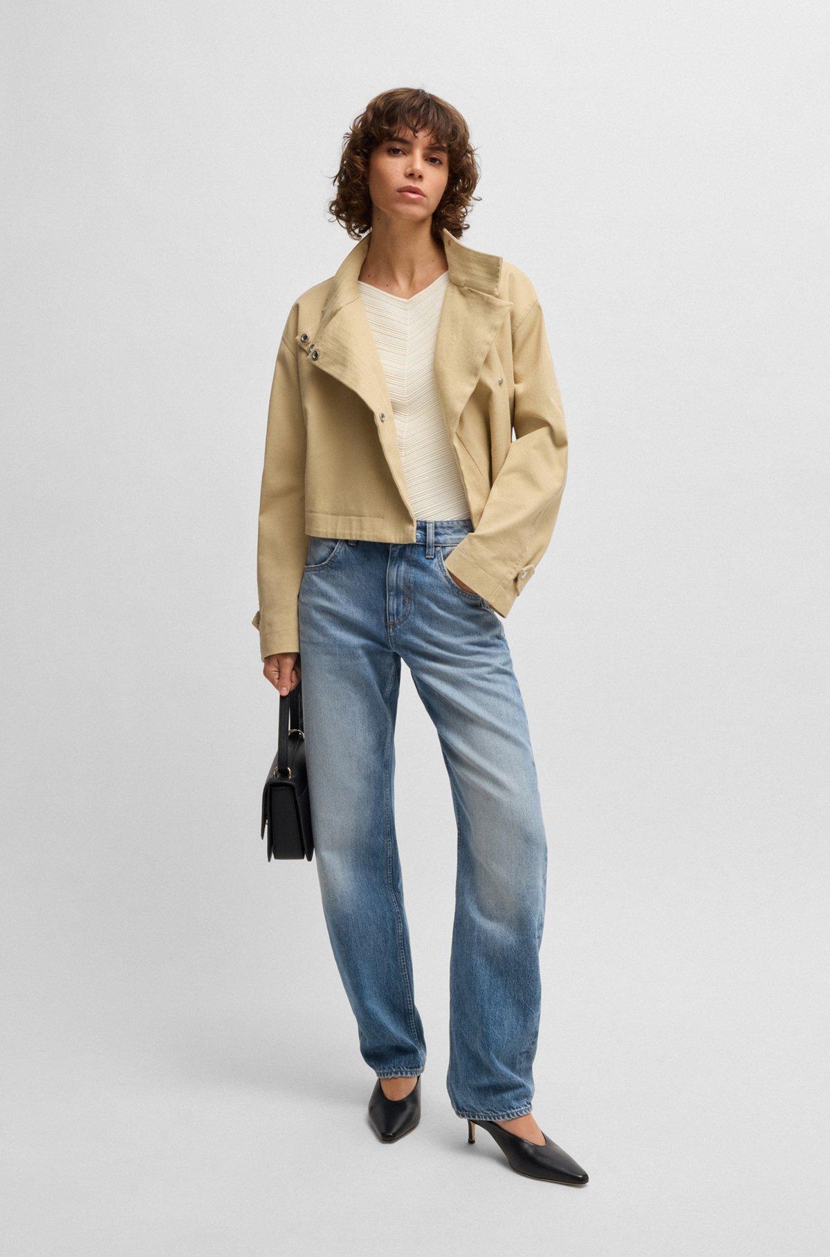 Barrel-leg jeans in blue rigid denim Product Image
