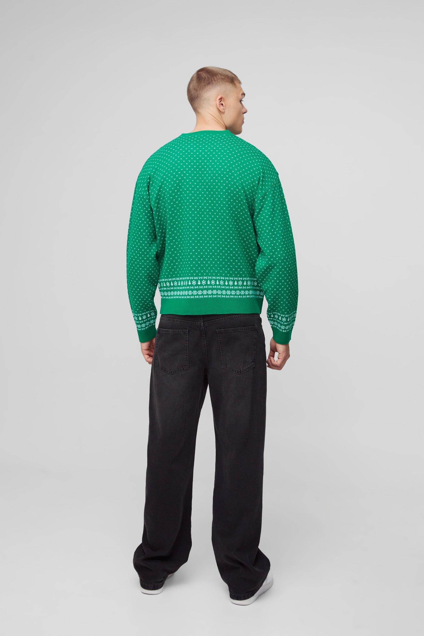 Oversized Boxy Santa Christmas Sweater | boohooMAN USA Product Image