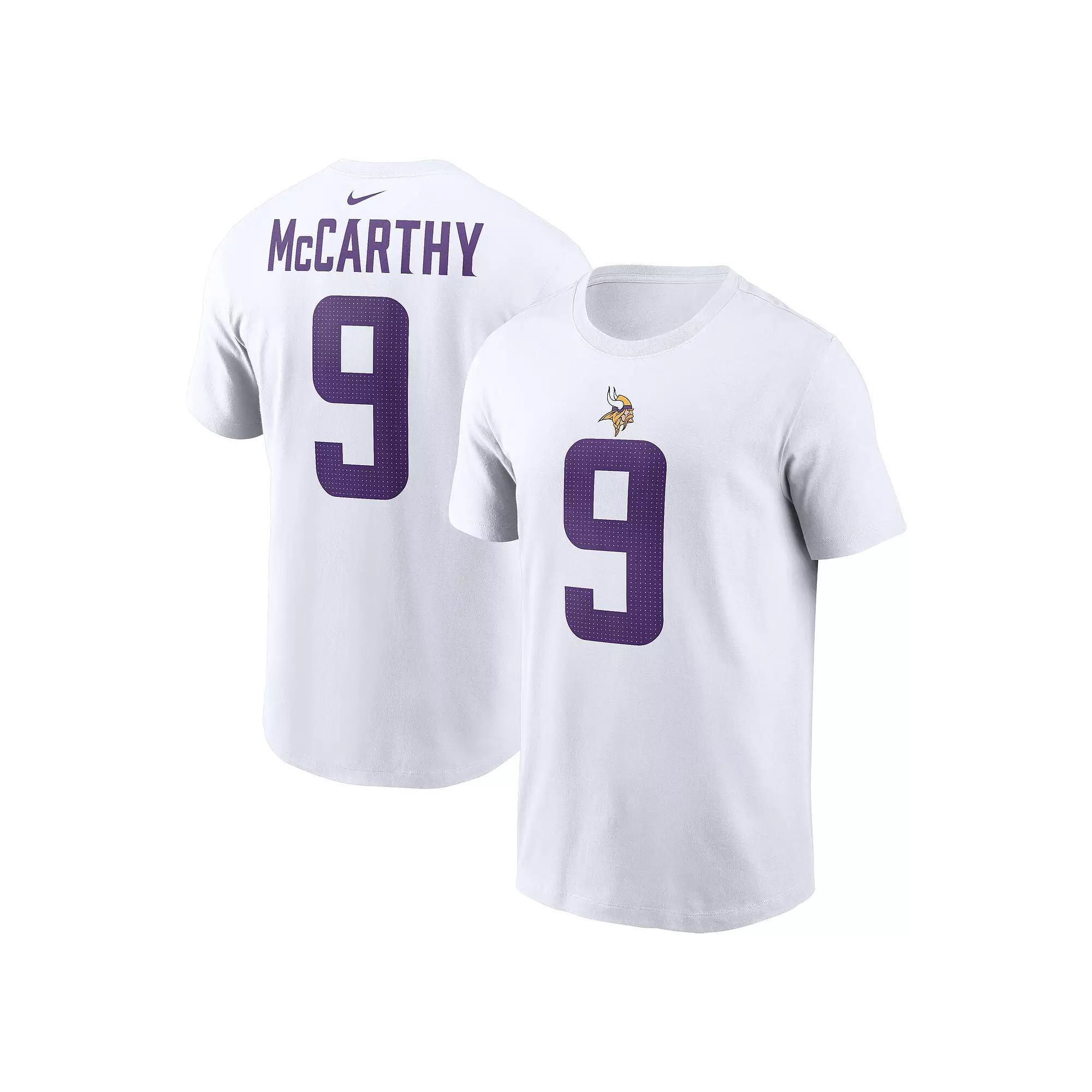 Mens Nike J.J. McCarthy Minnesota Vikings Player Name & Number T-Shirt Product Image