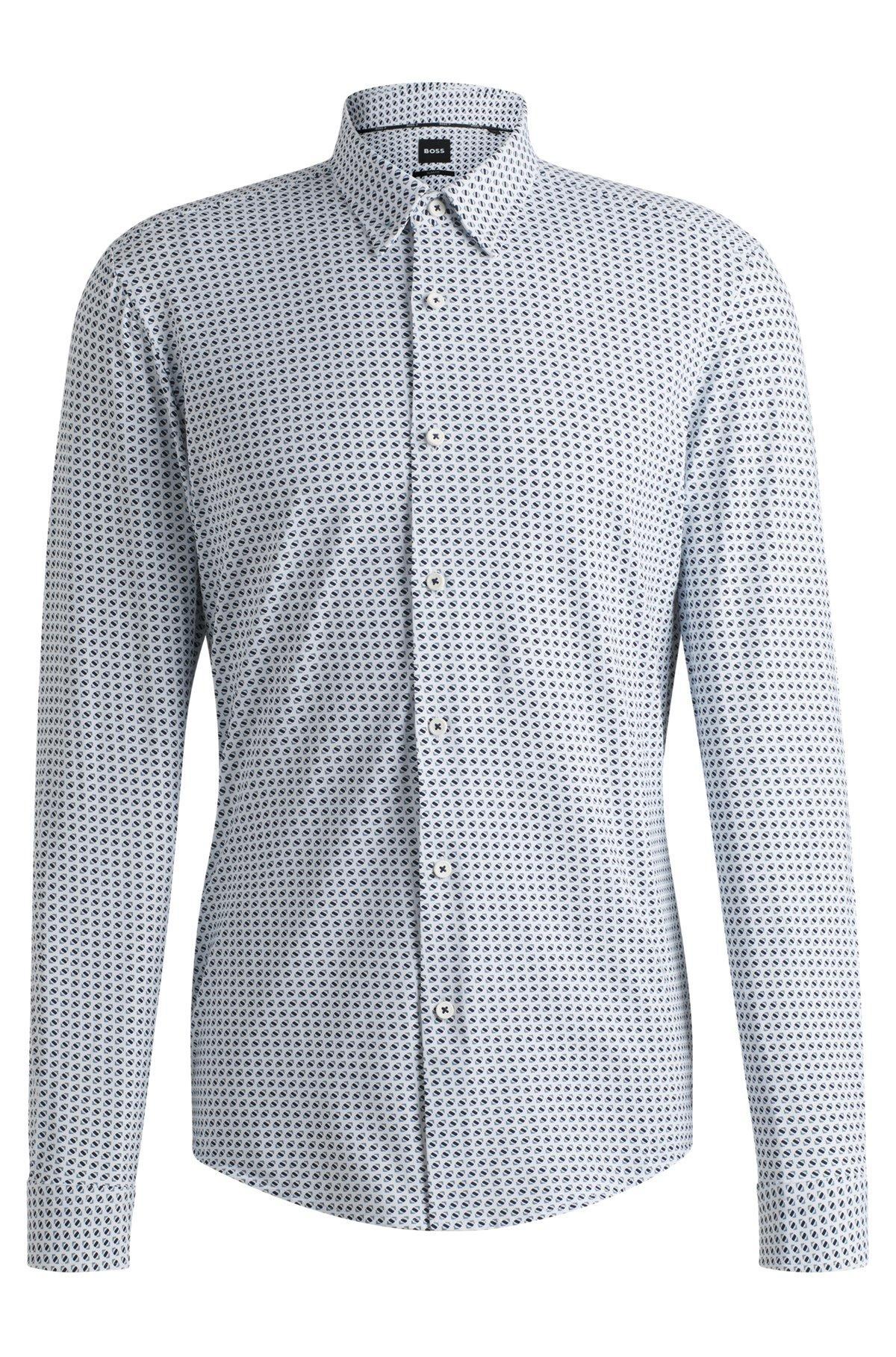Slim-fit shirt in printed performance-stretch fabric Product Image