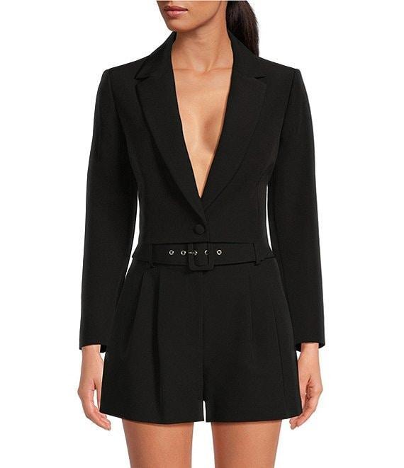 Gianni Bini Sadie Cropped Long Sleeve Notch Lapel Coordinating Blazer Product Image