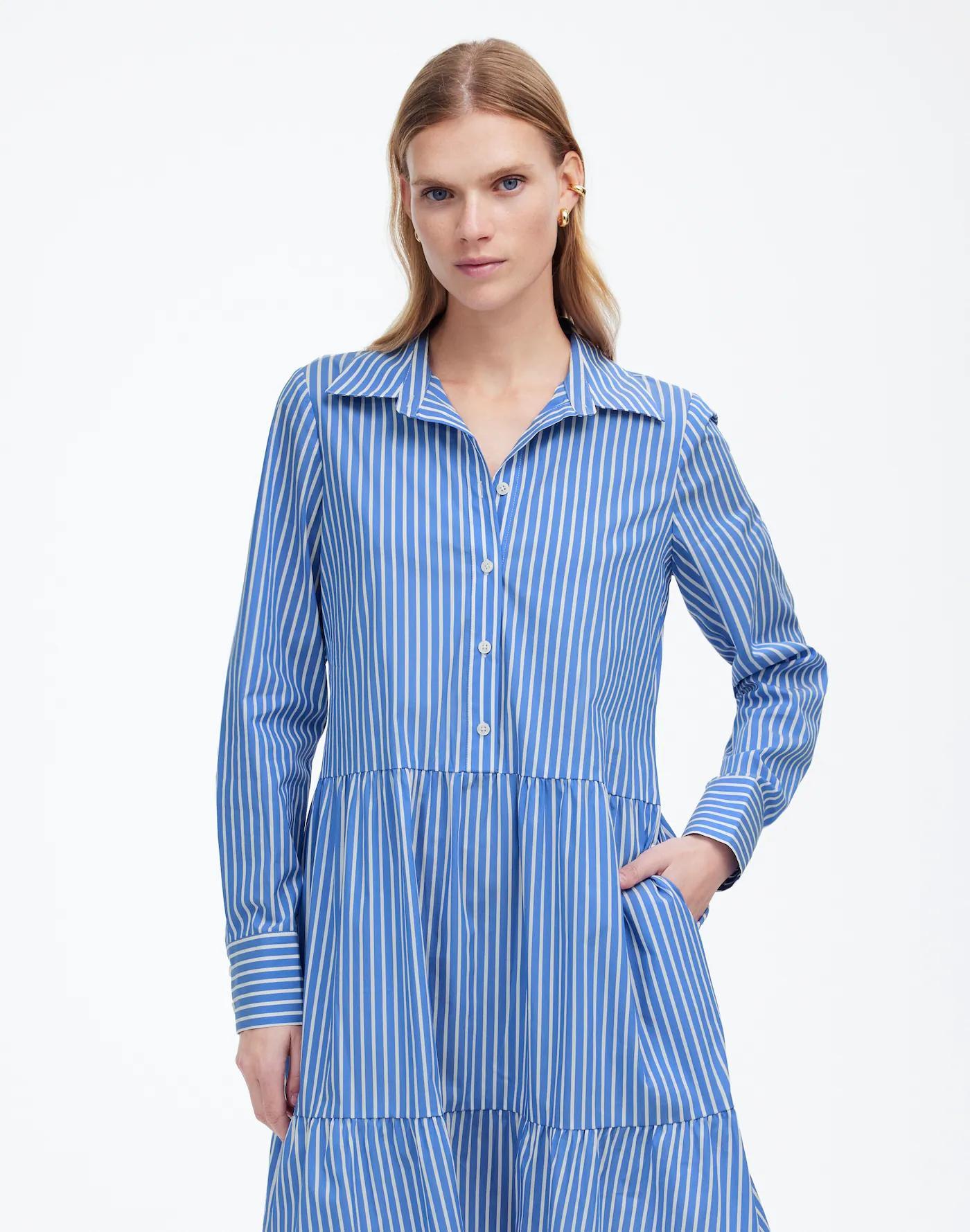 Tie-Waist Tiered Midi Dress Product Image