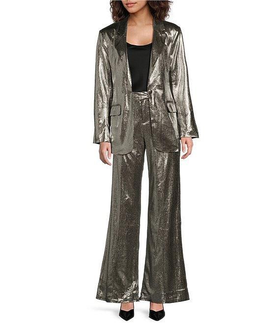 Sugarlips Shimmer Metallic Single Button Notch Lapel Long Sleeve Coordinating Blazer Product Image