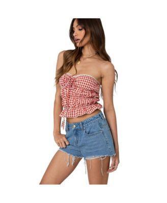 Edikted Womens Lanna gingham elastic scrunch top Product Image