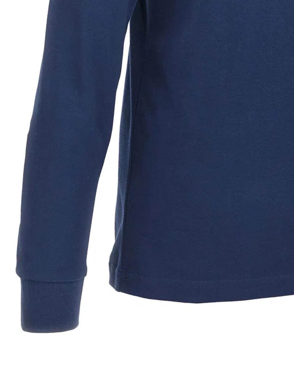 HUGO BOSS Stretch-cotton Polo Shirt With Logo Patch In Denim Product Image