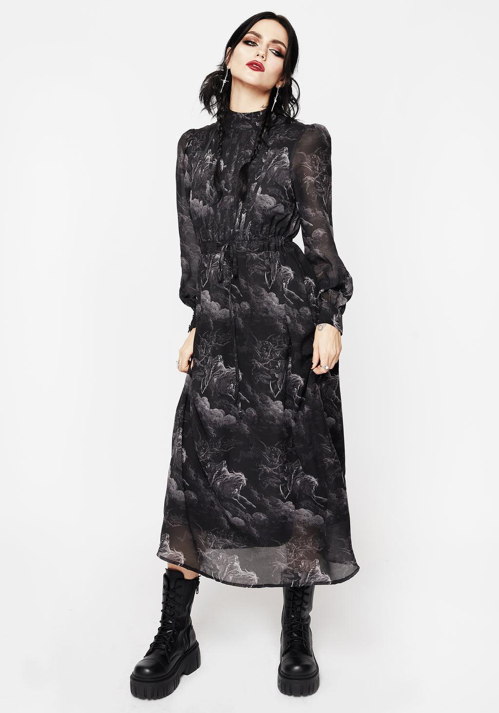 Revelation Chiffon High Neck Midaxi Dress Product Image