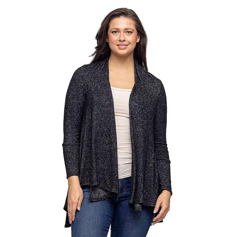 Women's 24Seven Comfort Apparel Open Front High Low Cozy Cardigan, Size: Small, Gray Product Image