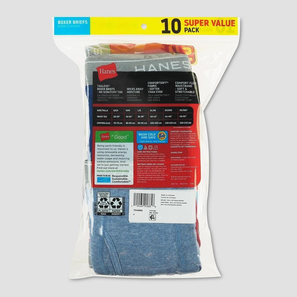 Hanes Red Label Men's Super Value Boxer Briefs 10pk Gray/Green L: Tagless, Breathable, Moisture Wicking Product Image