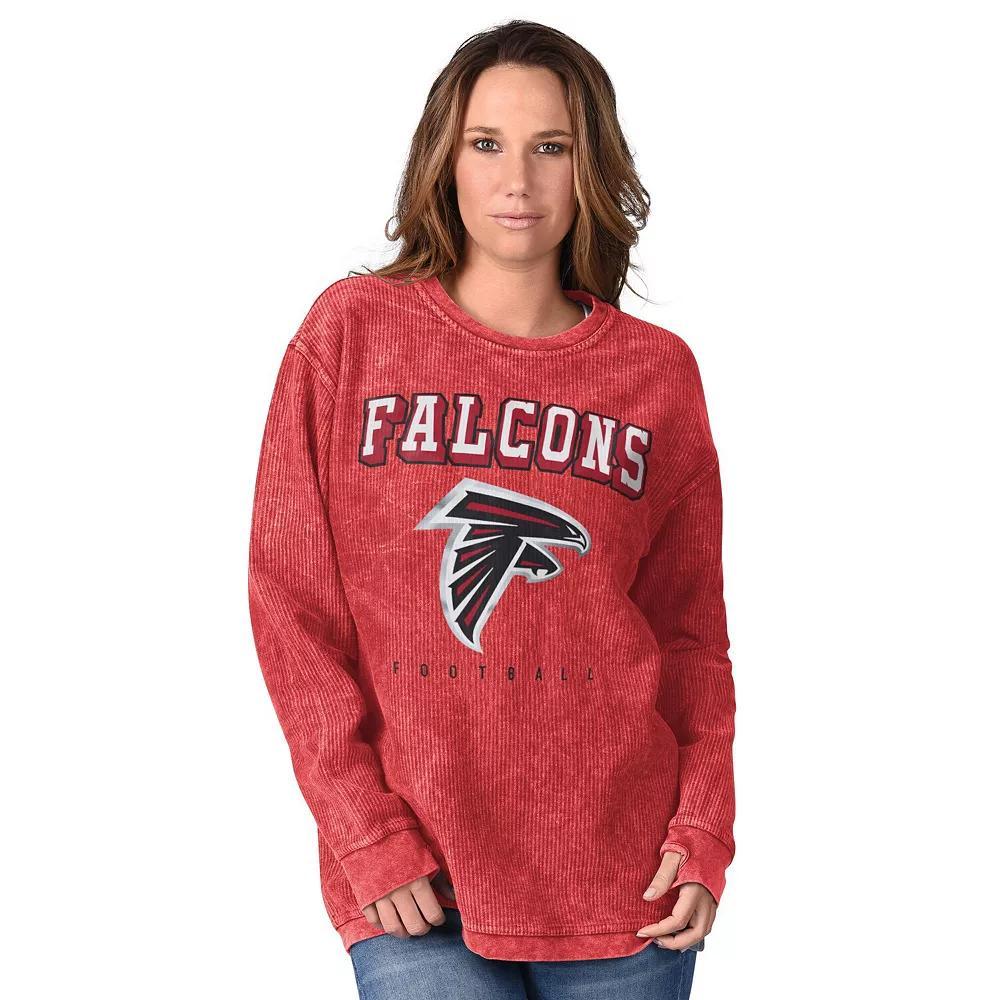 Women's G-III 4Her by Carl Banks  Red Atlanta Falcons Comfy Cord Distressed Pullover Sweatshirt, Size: Medium Product Image