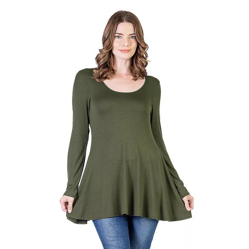 Womens 24Seven Comfort Apparel Swing Style Flared Tunic Top Purple Product Image