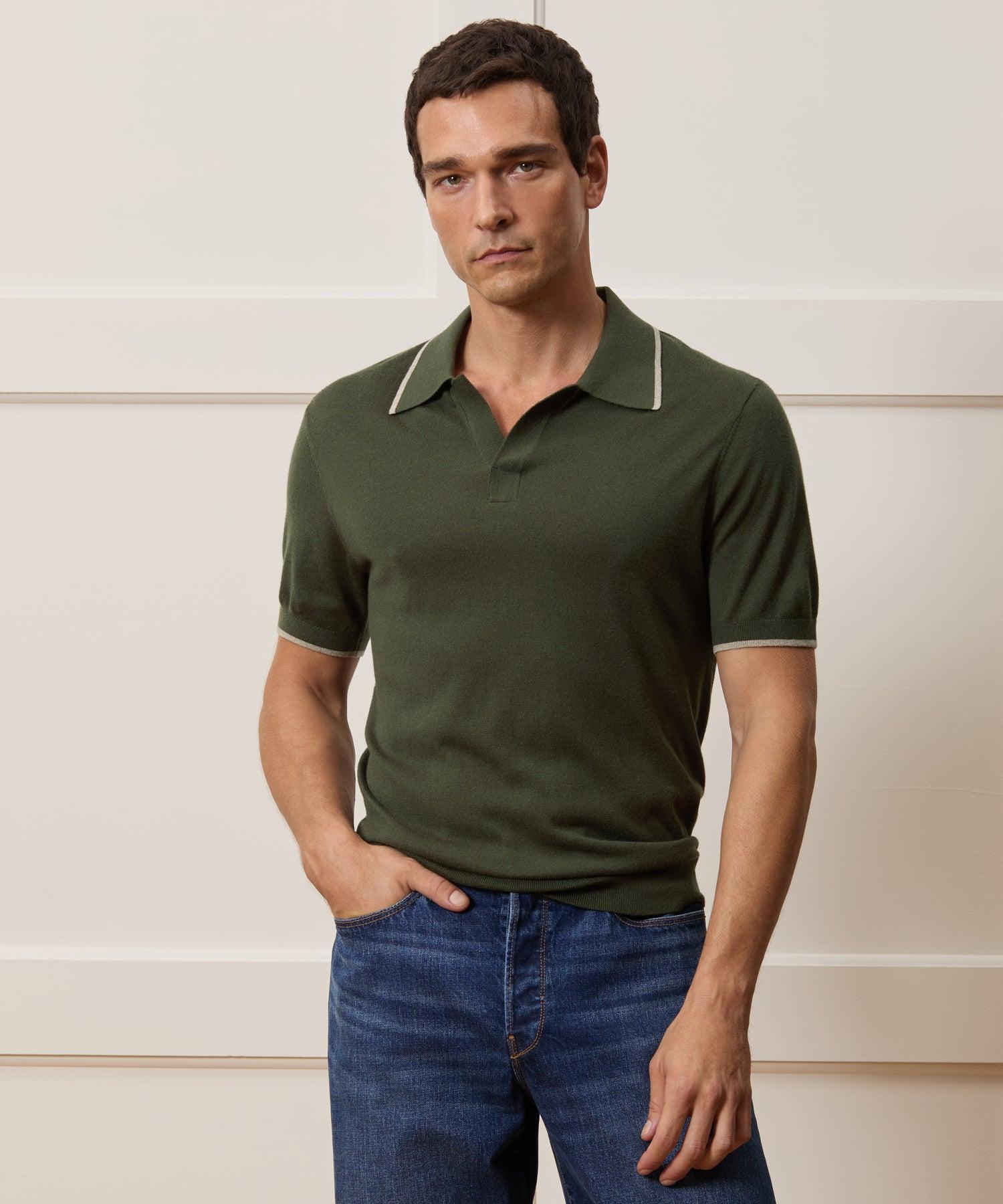 Silk-Cashmere Tipped Sweater Polo Product Image