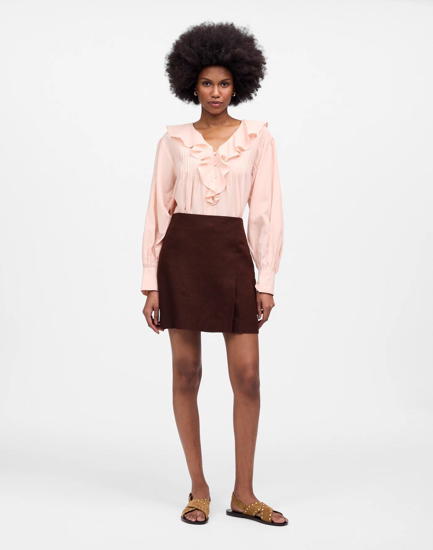 Pleated Linen Mini Skirt Product Image