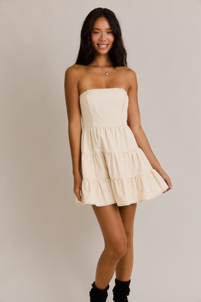 Strapless Tiered Mini Dress Product Image