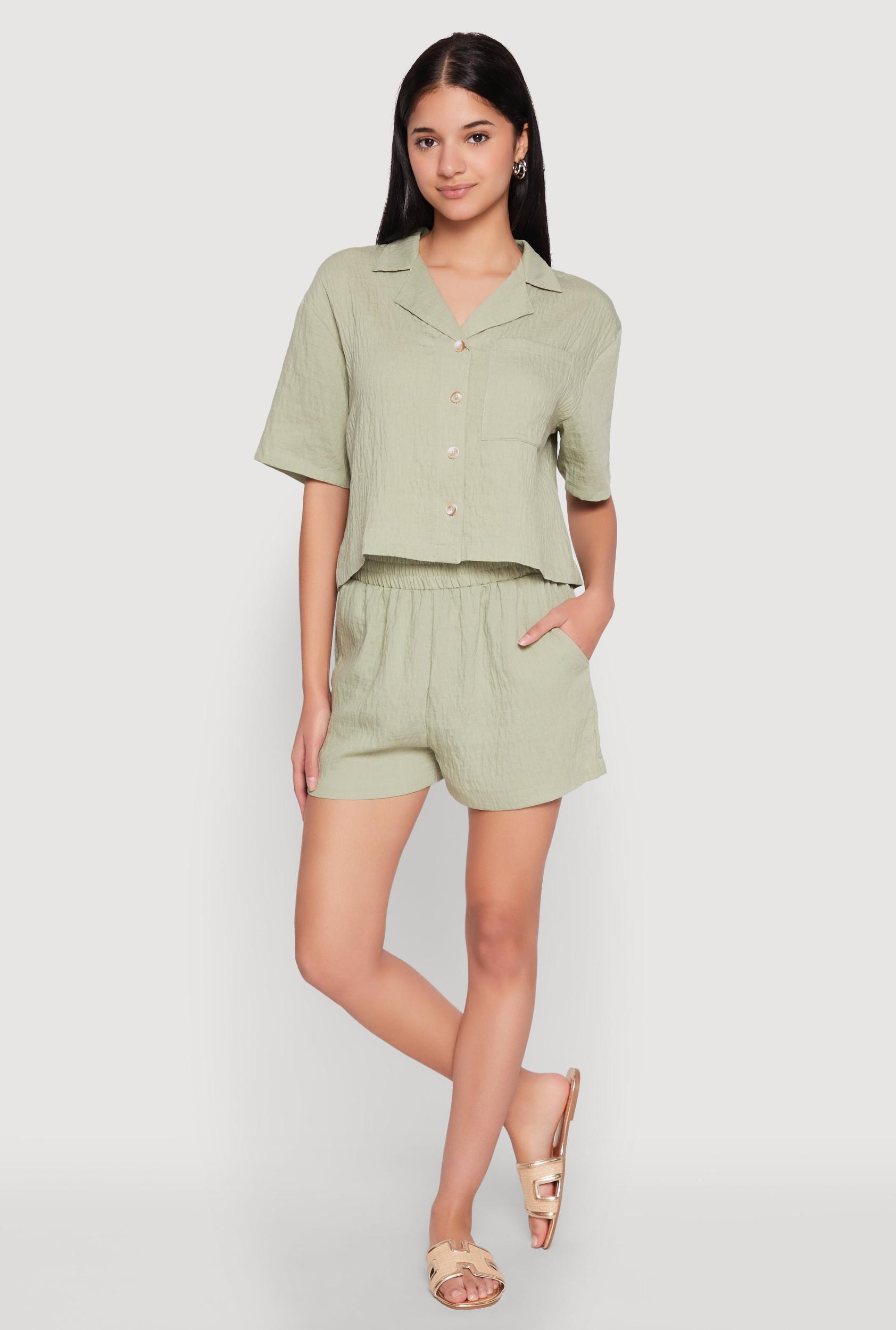 Womens Linen High Waist Pocket Shorts Product Image