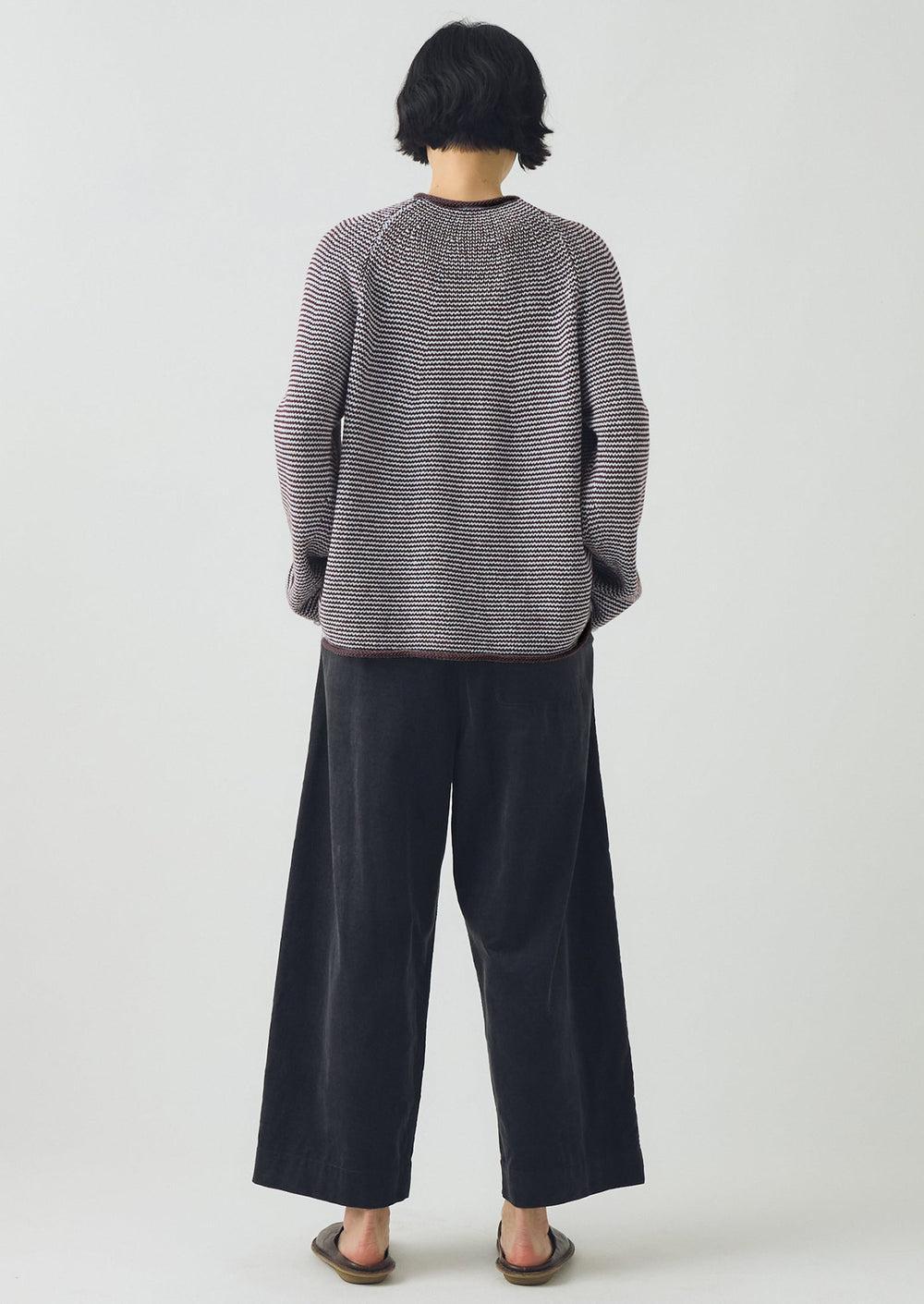 Stripe Linen Cotton Sweater | Brown Ochre/Periwinkle Product Image