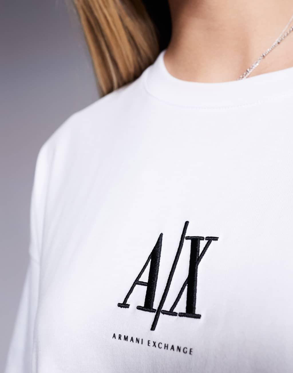 Armani Exchange central logo oversized T-shirt in white Product Image