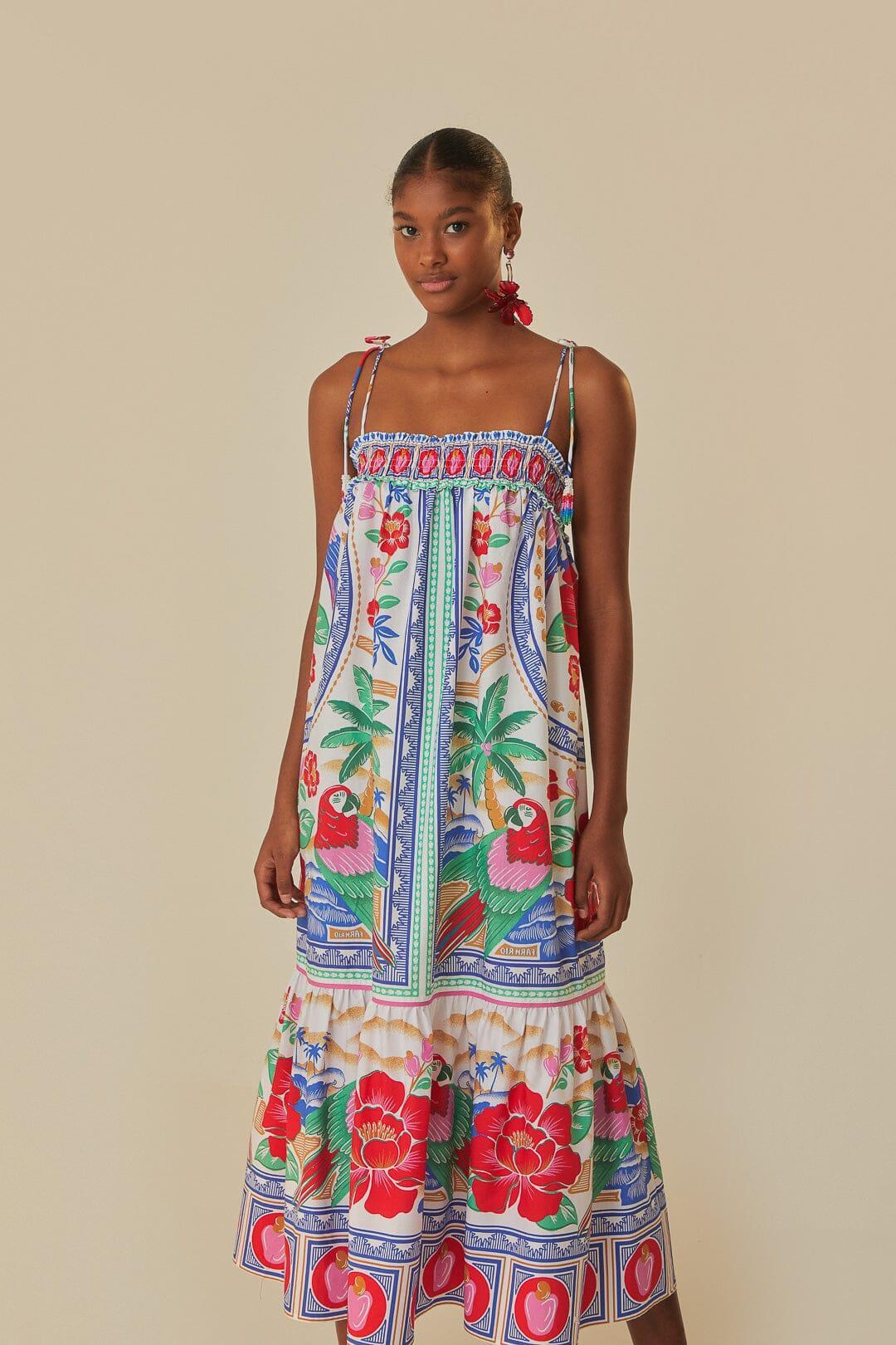 Off-White Flowers Beach Maxi Dress Product Image