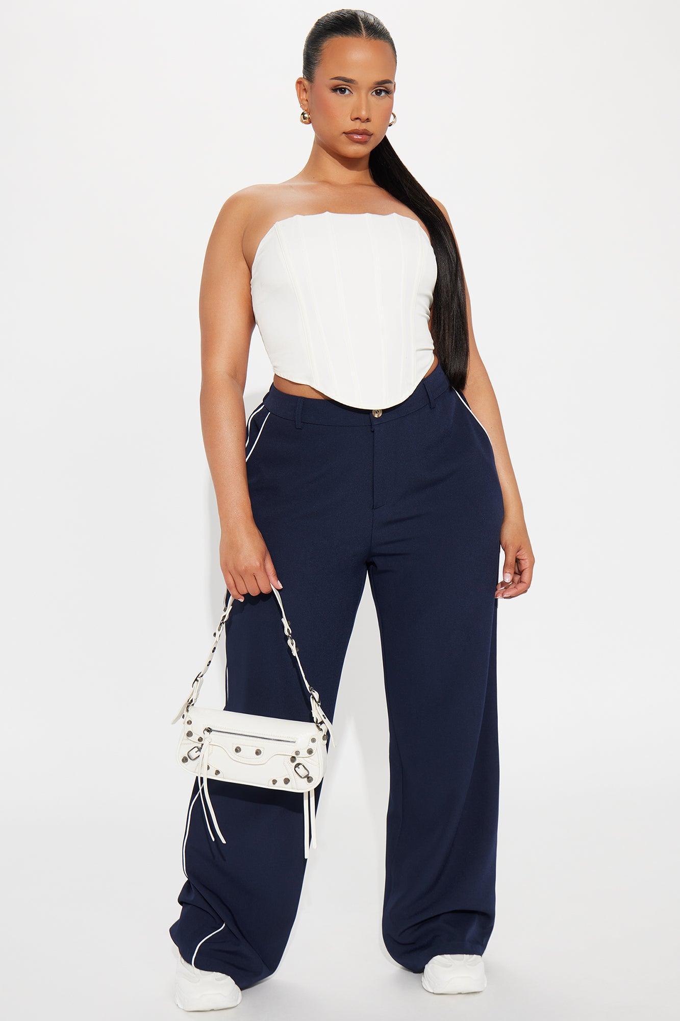 Camryn Wide Leg Trouser Pant - Navy Product Image