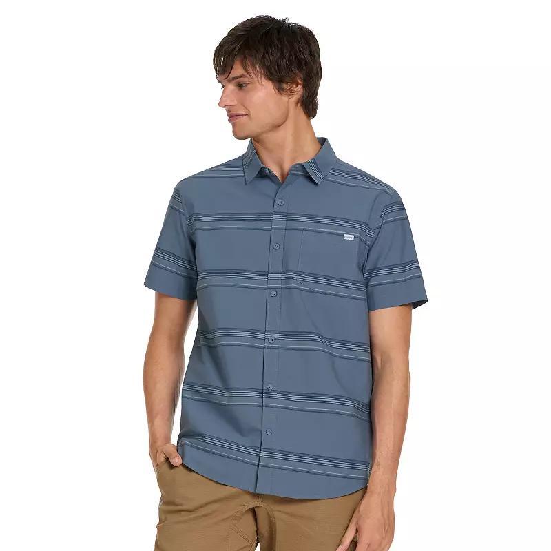 Men's Hurley Tropical Print Short Sleeve Button-Up Shirt, Size: Small, Hypnotic Stripe Product Image