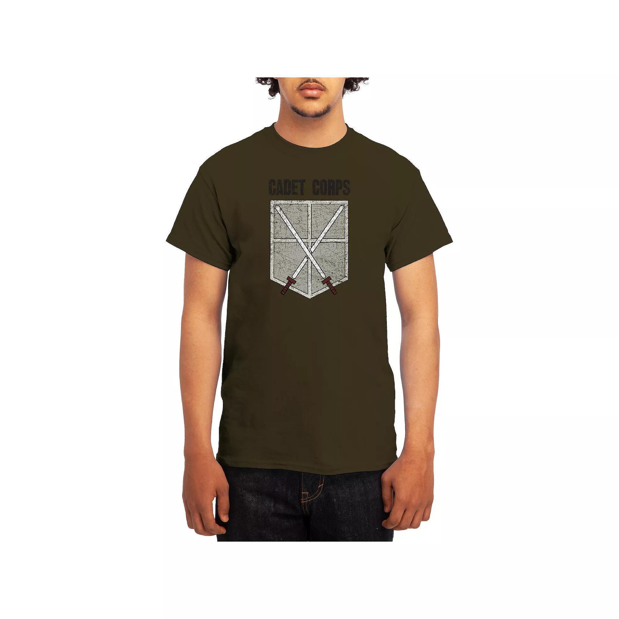 Men's Attack on Titan Distressed Cadet Corp Emblem Tee, Boy's, Size: XXL, Grey Red Product Image