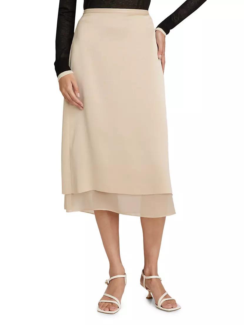 Satin Pencil Midi Skirt Product Image
