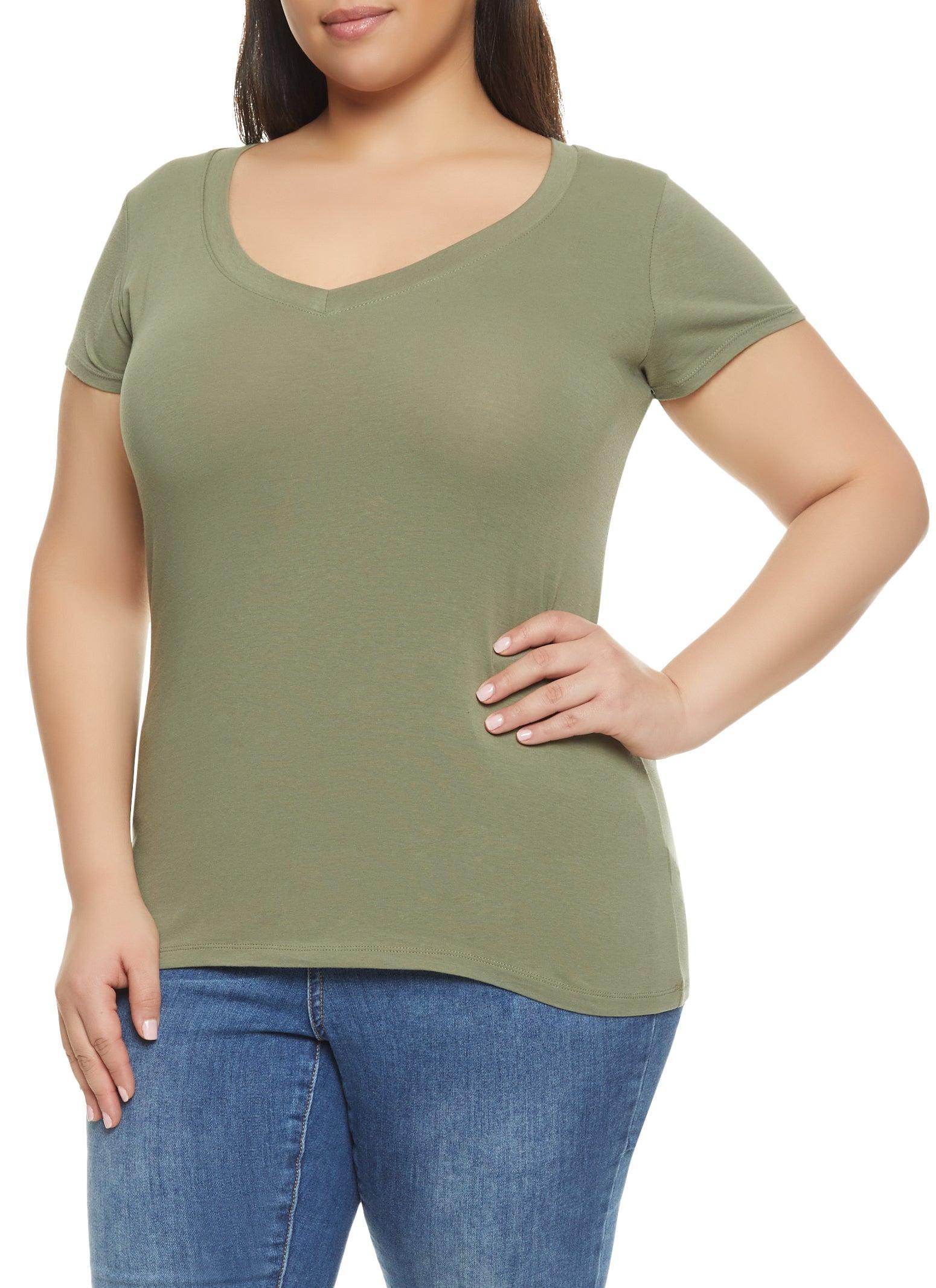 Womens Plus Size V Neck Tee Product Image