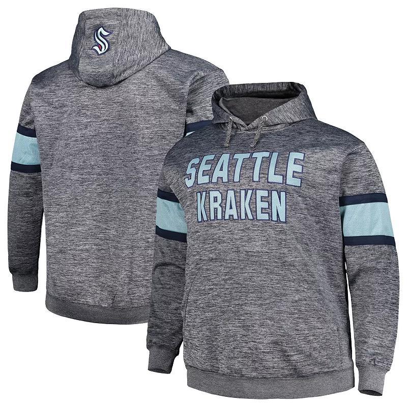 Men's Heather Charcoal Seattle Kraken Big & Tall Stripe Pullover Hoodie, Size: XLT, Krk Charco Product Image